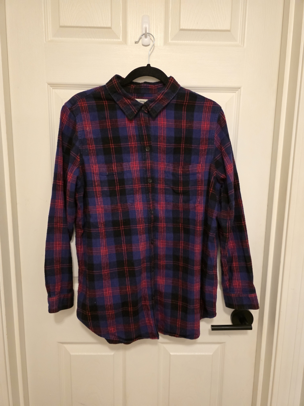 L.L. Bean Women's Plaid Button-Down Shirt - Purple & Black